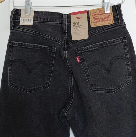 Levi's 501 Cropped Ff Topic Black Sz 26 Nwt - Picture 6 of 12